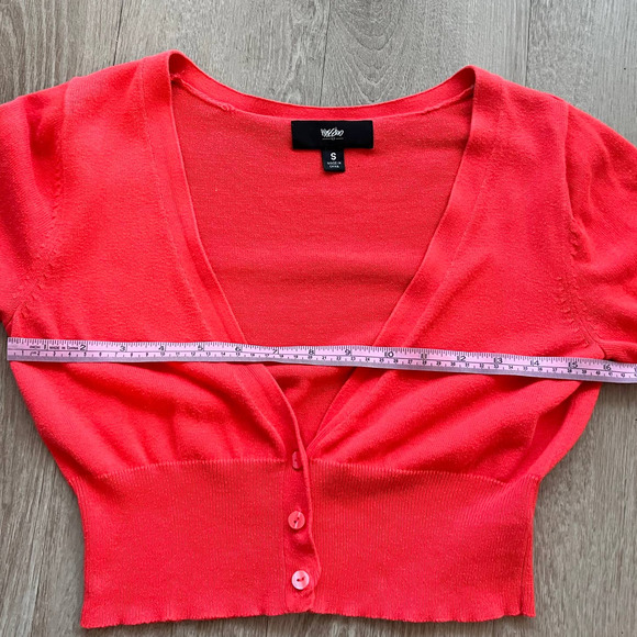 Mossimo Orange Small Cropped 3 Button Short Sleeve 100% Cotton Cardigan - Picture 8 of 8